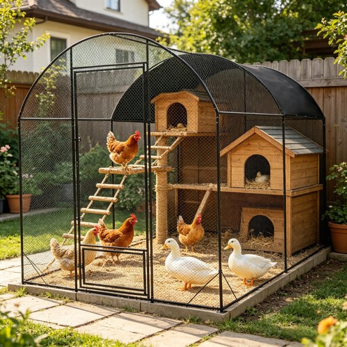 Large metal chicken - chicken, coop